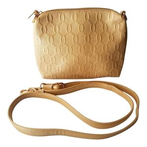 Gold Textured Crossbody Bag with Embossed Pattern